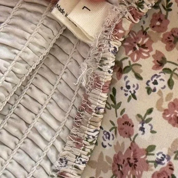 pink floral dainty cottagecore a line midi dress womens large - Picture 3 of 4